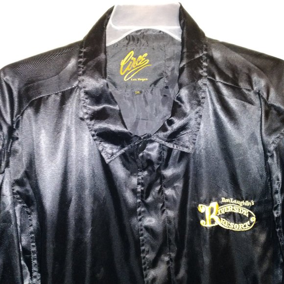 Satin Vintage Jacket Black 2XL CIRCE LAS VEGAS Don Laughlin's Riverside Resort - Picture 1 of 12